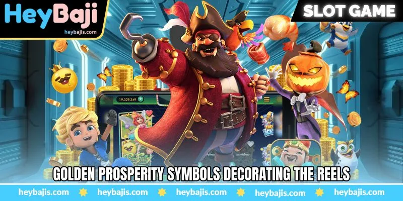 Lucky Fortunes Slot - A Journey Through Fortune, Prosperity - Heybaji 3 Golden prosperity symbols decorating the reels