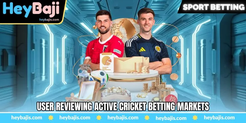 Cricket Betting - A Comprehensive Guide To Cricket Wagering - Heybaji 3 User reviewing active cricket betting markets